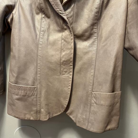 Vince Fitted Leather Blazer‎ Size Medium Tan - Picture 2 of 6